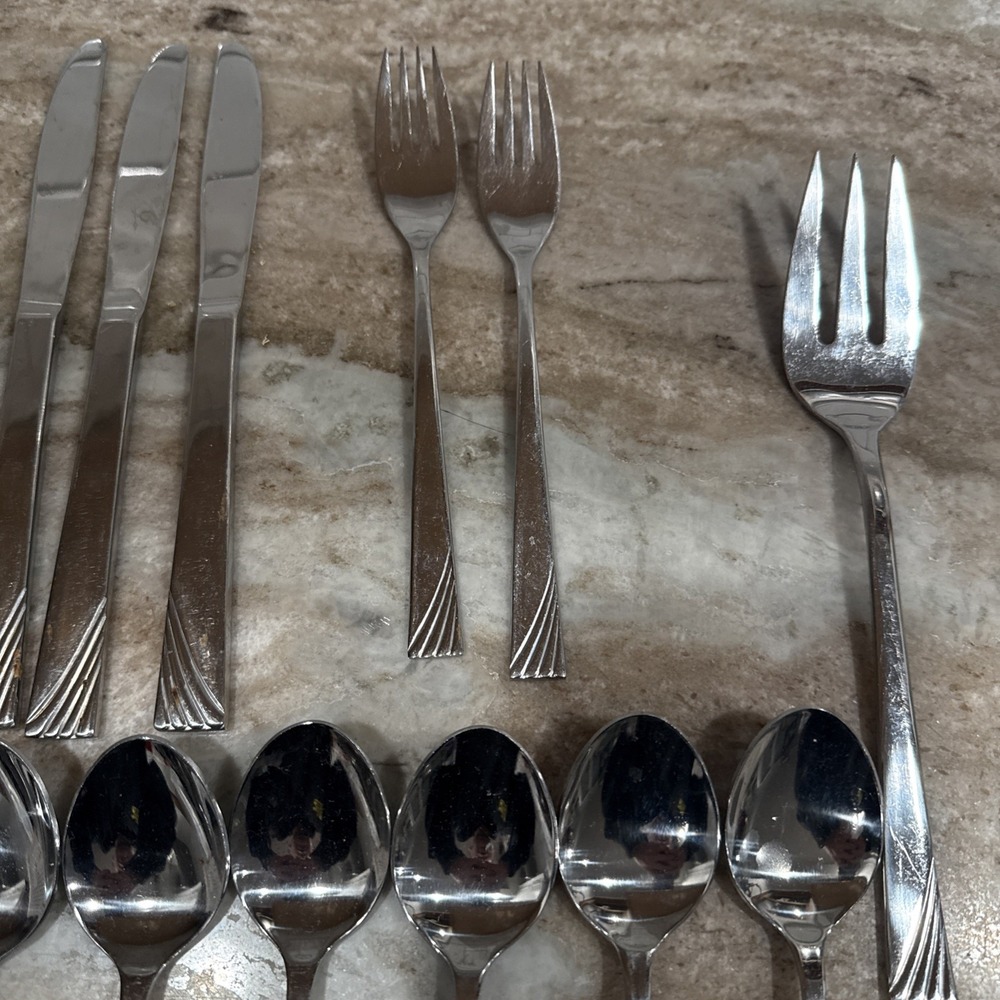 Reed & Barton Select Canaveral Stainless Flatware 35 Pc Lot Knives Forks Spoons - Picture 9 of 16